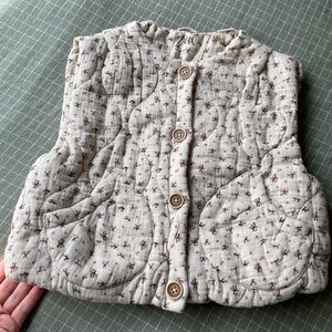 Zara kids Cream Floral Button-Up Vest